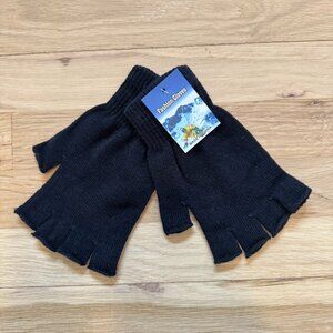 NWT Black Fingerless Knit Gloves - One Size - Texting Gloves